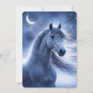 Tarjeta Pequeña Noche de la luna creciente del caballo de Yule del