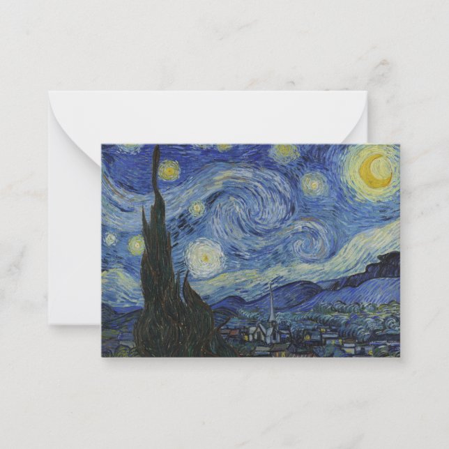 Tarjeta Pequeña "Noche estrellada" por Van Gogh (Anverso)