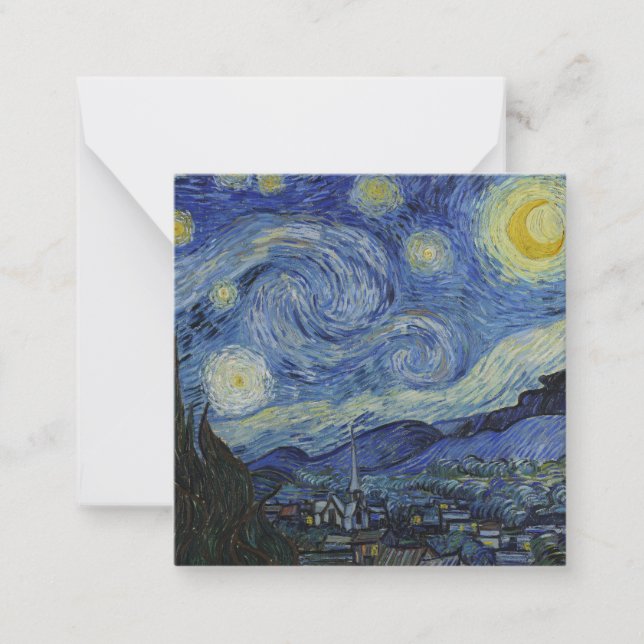 Tarjeta Pequeña "Noche estrellada" por Van Gogh (Anverso)