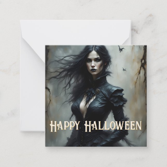 Tarjeta Pequeña Noche gótica de Halloween del misterio (Anverso)