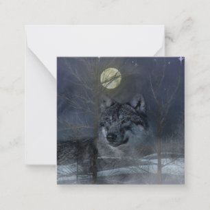 Tarjeta Pequeña Noche Wolf Spirit Moon