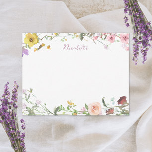 Tarjeta Pequeña Nombramiento de guión floral de color de agua Pers
