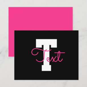 Tarjeta Pequeña Nombre Bonito & Monograma Negro Blanco & Rosa