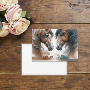 Tarjeta Pequeña Nombre Brown Hermosos Caballos