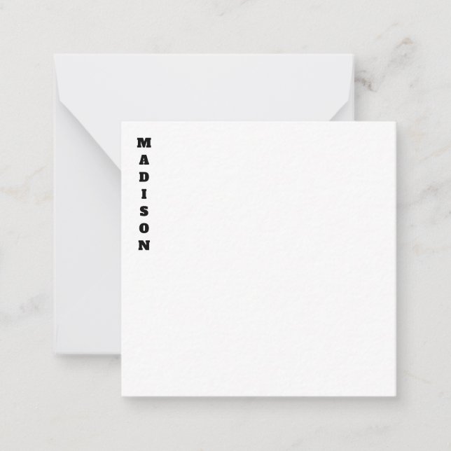 Tarjeta Pequeña Nombre de Caligrafía Elegante Negro y Blanco (Anverso)