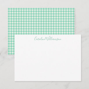 Tarjeta Pequeña Nombre de Escritura Preppy de Cuadros de Gingham V