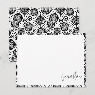 Tarjeta Pequeña Nombre de estallido geométrico blanco y negro mode