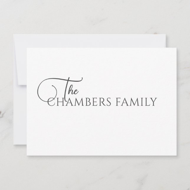 Tarjeta Pequeña Nombre de familia elegante (Anverso)