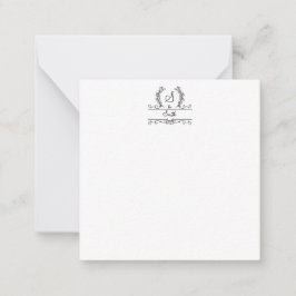 Tarjeta Pequeña Nombre de familia monogramado Script Flourish Leav