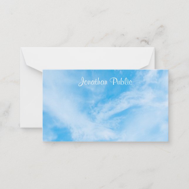 Tarjeta Pequeña Nombre de guión caligrafiado Nubes blancas de ciel (Anverso)