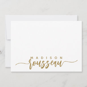 Tarjeta Pequeña Nombre de guión de oro moderno blanco personalizad
