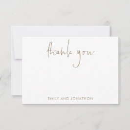 Tarjeta Pequeña Nombre de guión dorado 5 Fotos Boda Gracias