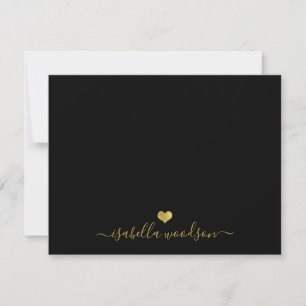 Tarjeta Pequeña Nombre de guión elegante Faux hoja de oro Corazón 