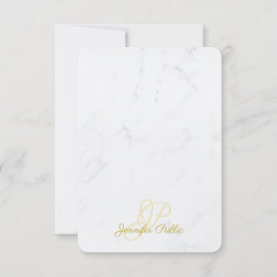 Tarjeta Pequeña Nombre de guión manuscrito dorado moderno Marble e