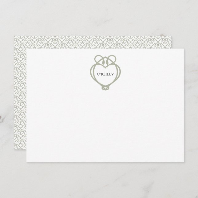 Tarjeta Pequeña Nombre de la familia Sage Green Irish Celtic Swan  (Anverso / Reverso)