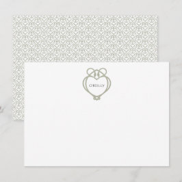 Tarjeta Pequeña Nombre de la familia Sage Green Irish Celtic Swan 