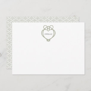 Tarjeta Pequeña Nombre de la familia Sage Green Irish Celtic Swan 