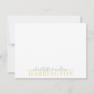 Tarjeta Pequeña Nombre de la pareja Boda Monograma Pastel Mostaza 
