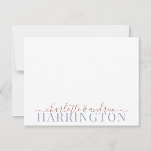 Tarjeta Pequeña Nombre de la pareja Boda Monograma Pastel Rojo Azu