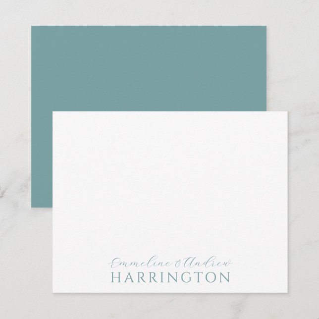Tarjeta Pequeña Nombre de la pareja Boda Monograma Pastel Verde Az (Anverso / Reverso)