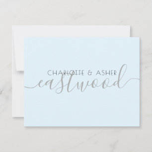 Tarjeta Pequeña Nombre de la pareja Pastel Boda azul Monograma Tar