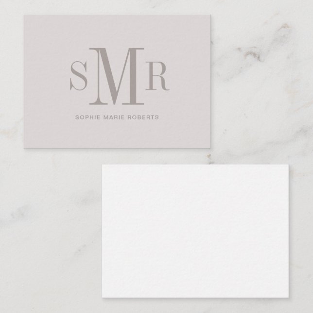 Tarjeta Pequeña Nombre de las iniciales modernas de tres letras en (Anverso / Reverso)