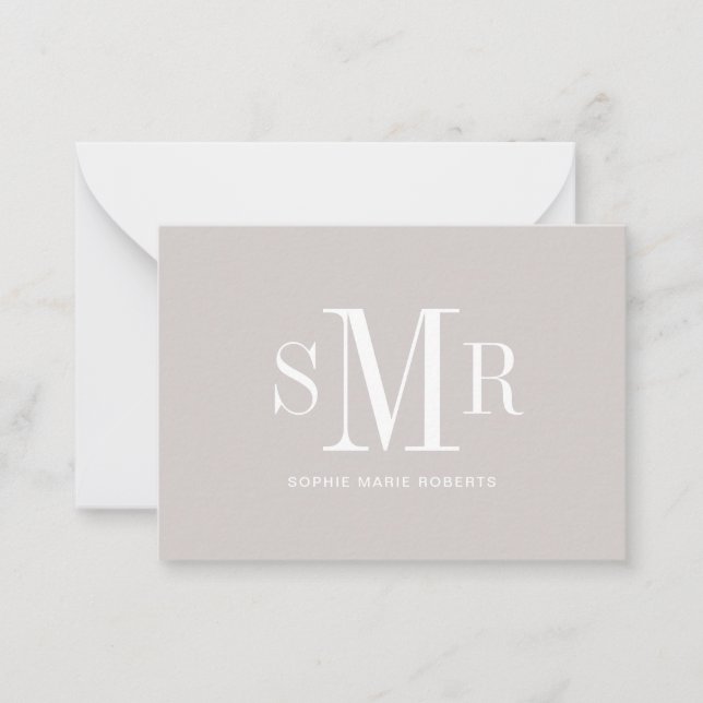 Tarjeta Pequeña Nombre de las iniciales modernas de tres letras en (Anverso)