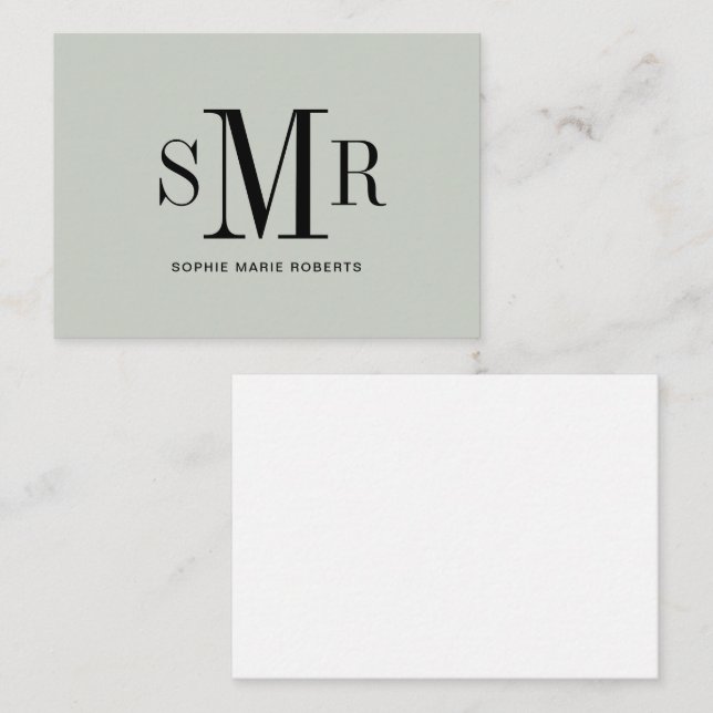 Tarjeta Pequeña Nombre de las iniciales modernas de tres letras en (Anverso / Reverso)