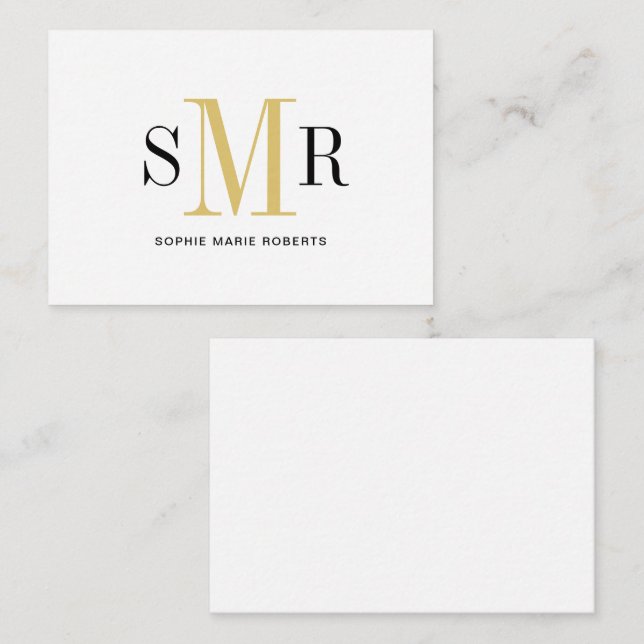 Tarjeta Pequeña Nombre de las iniciales modernas de tres letras en (Anverso / Reverso)