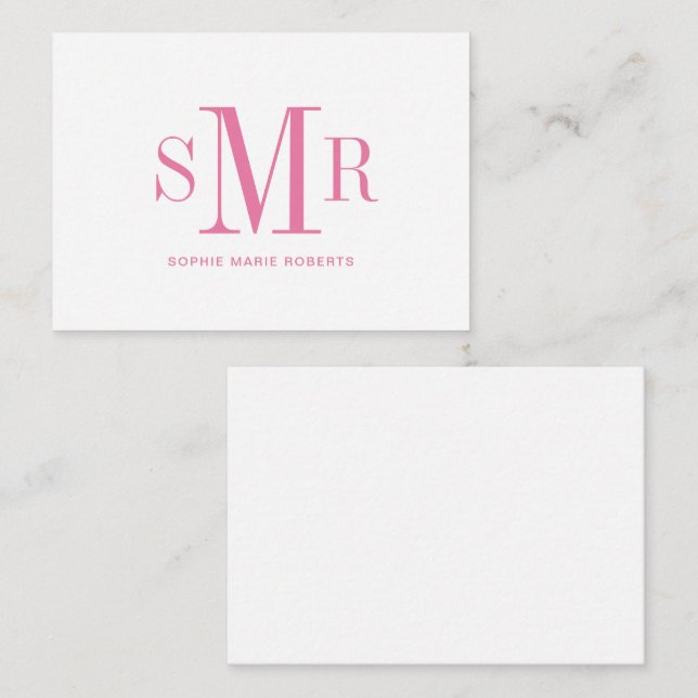 Tarjeta Pequeña Nombre de las iniciales modernas de tres letras en (Anverso / Reverso)