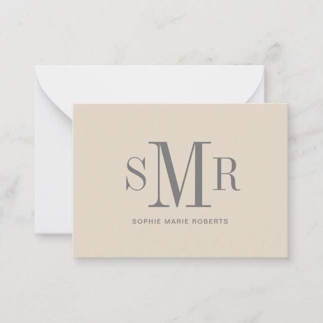 Tarjeta Pequeña Nombre de las iniciales modernas de tres letras en (Anverso)