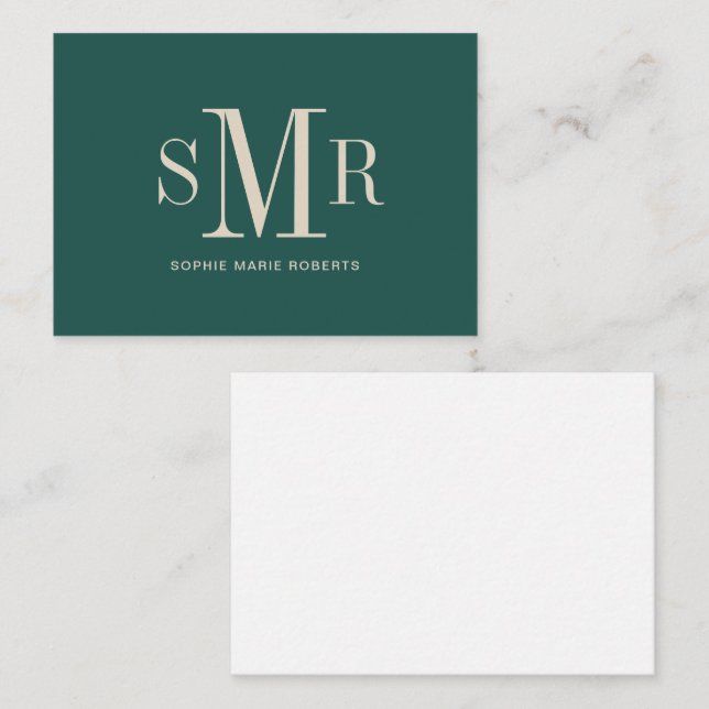 Tarjeta Pequeña Nombre de las iniciales modernas de tres letras en (Anverso / Reverso)