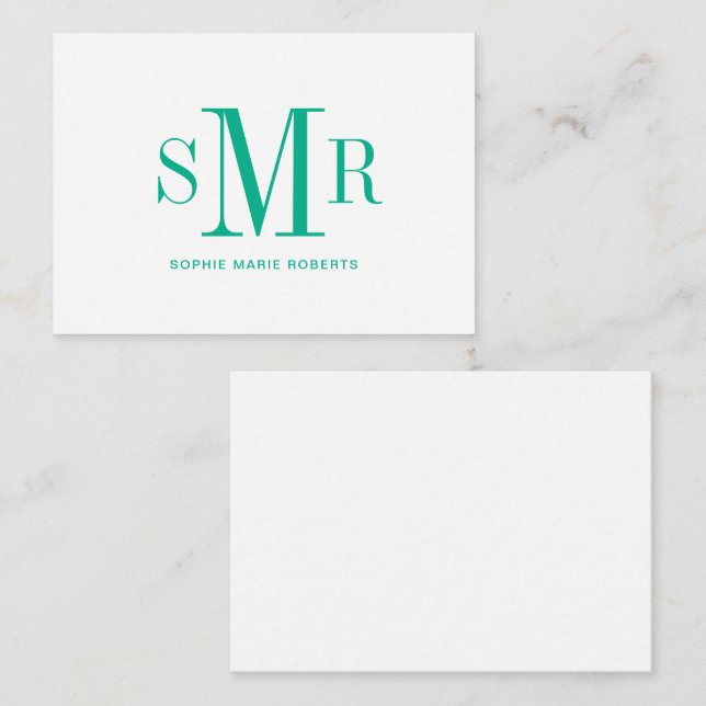 Tarjeta Pequeña Nombre de las iniciales modernas de tres letras en (Anverso / Reverso)