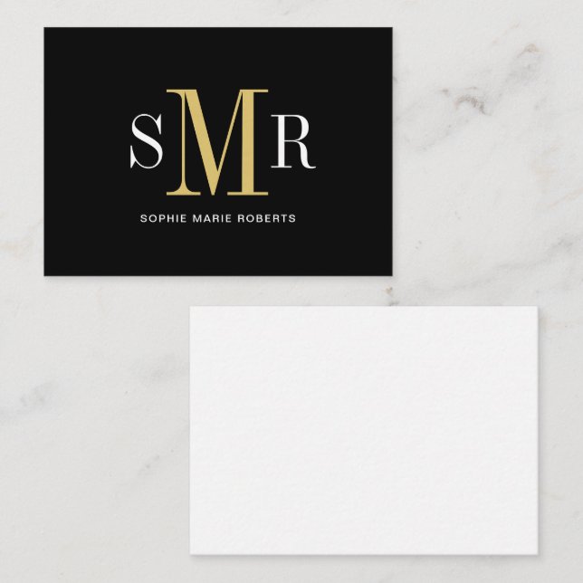 Tarjeta Pequeña Nombre de las iniciales modernas de tres letras en (Anverso / Reverso)