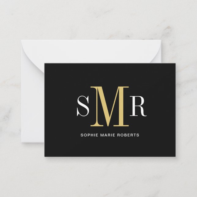 Tarjeta Pequeña Nombre de las iniciales modernas de tres letras en (Anverso)