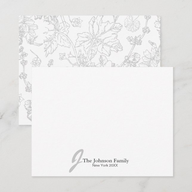 Tarjeta Pequeña Nombre de monograma de familia personalizado guión (Anverso / Reverso)