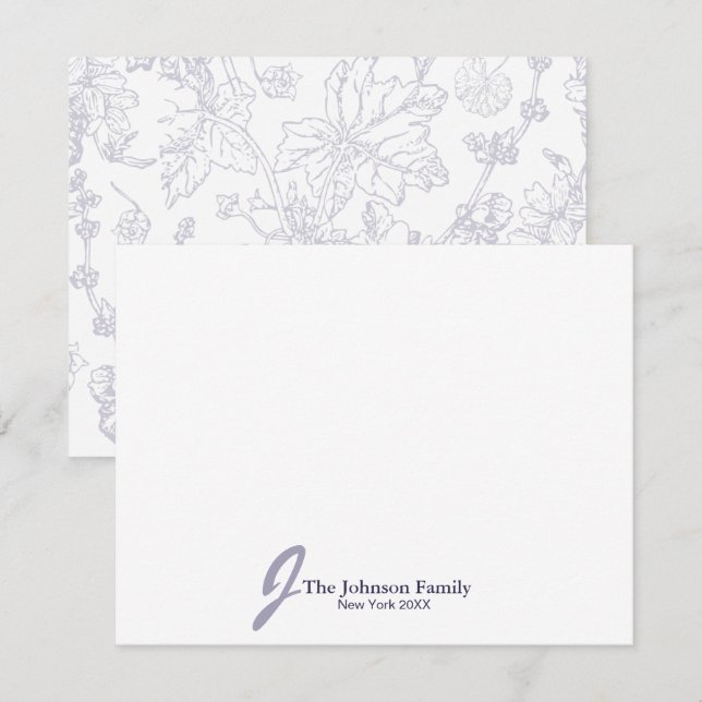 Tarjeta Pequeña Nombre de monograma de familia personalizado guión (Anverso / Reverso)