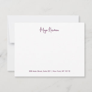 TARJETA PEQUEÑA NOMBRE DE MONOGRAMA DE LA FIRMA DE PURPLE PLUM