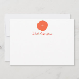Tarjeta Pequeña Nombre de monograma del guión de flor del Naranja