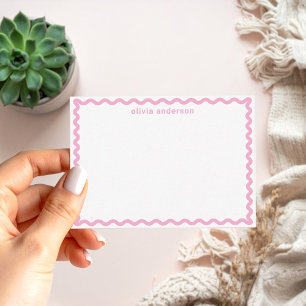 Tarjeta Pequeña Nombre de monograma moderno de borde rosa Minimali