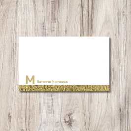 Tarjeta Pequeña Nombre de monograma moderno decorativo dorado