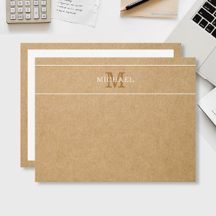 Tarjeta Pequeña Nombre de monograma moderno Estilo Kraft Personali