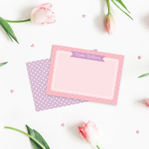 Tarjeta Pequeña Nombre de niña lindo morado rosa con lunares