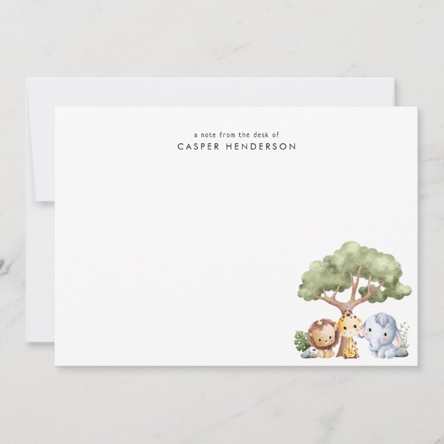 Tarjeta Pequeña Nombre de niño de animales de Safari de la jungla (Anverso)