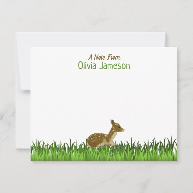 Tarjeta Pequeña Nombre de niño VERDE Animal del bosque (Anverso)