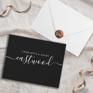 Tarjeta Pequeña Nombre De Pareja Blanco Sobre Negro