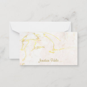 Tarjeta Pequeña Nombre de Personalizado Gold Script Marble Calligr
