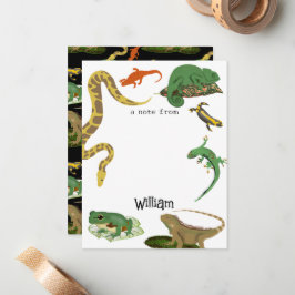 Tarjeta Pequeña Nombre de reptiles, lagartos y anfibios para niños