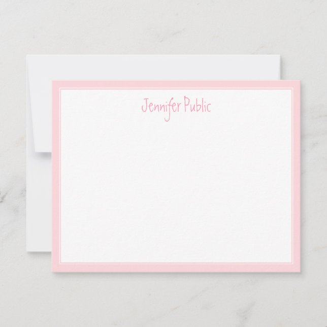 Tarjeta Pequeña Nombre de script de mano creativa Texto borde rosa (Anverso)