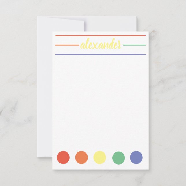 Tarjeta Pequeña Nombre del arcoiris personalizado estacionario (Anverso)